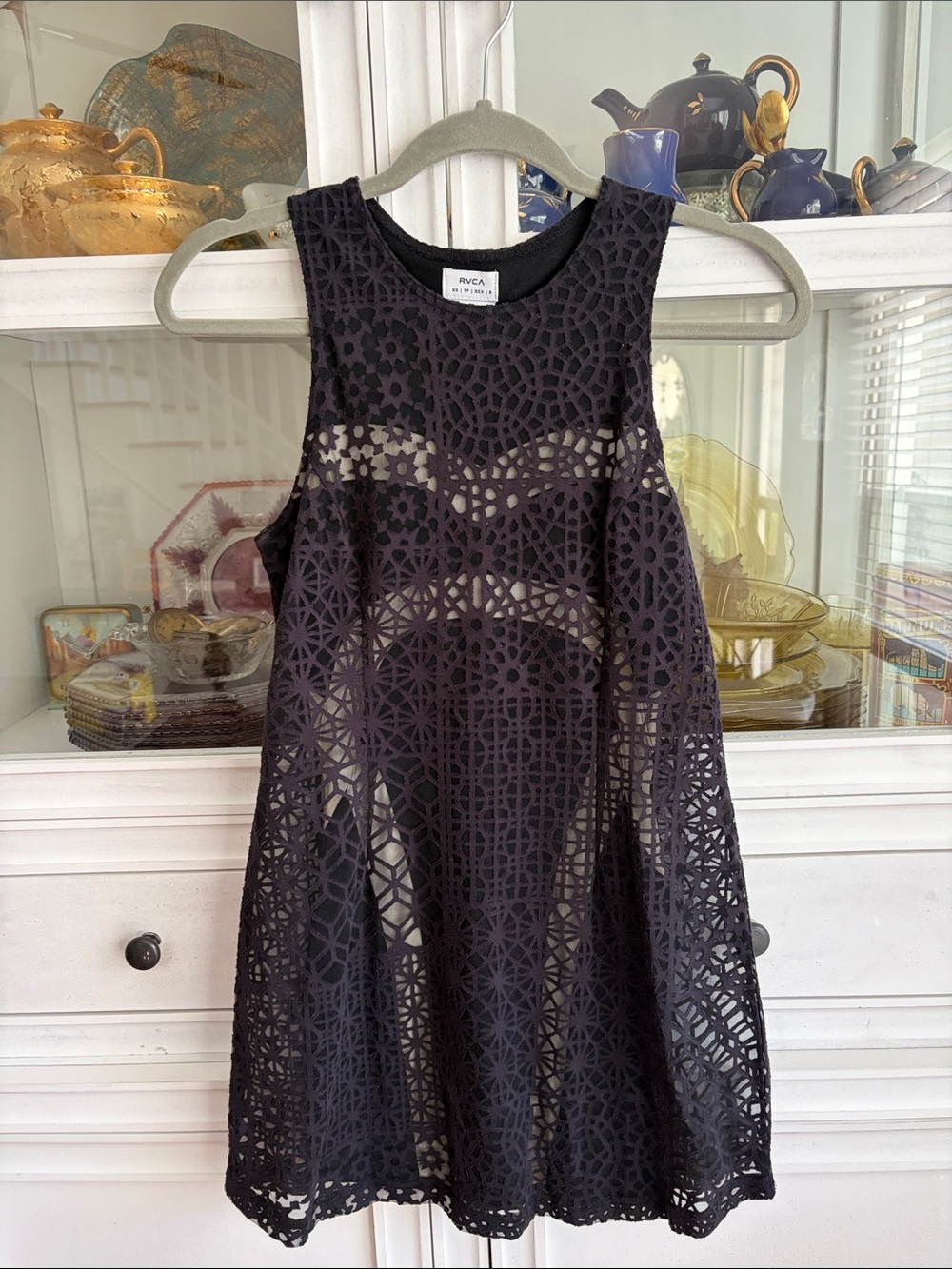RVCA Black Laser-Cut Mini Dress